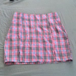 Shein Pink Plaid Mini Skirt - Small